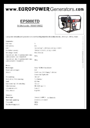 Naftové elektrocentrály Europower EP5000TD (S)
