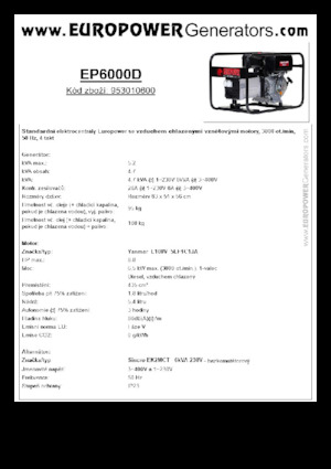 Naftové elektrocentrály Europower EP6000D (S)