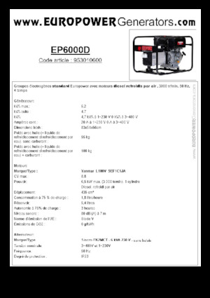 Naftové elektrocentrály Europower EP6000D (S)