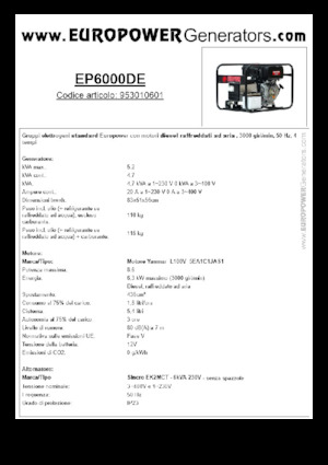 Naftové elektrocentrály Europower EP6000DE (S)
