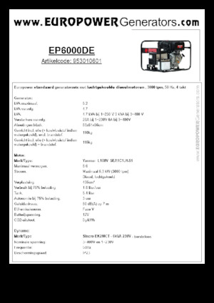 Naftové elektrocentrály Europower EP6000DE (S)