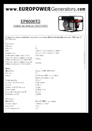 Naftové elektrocentrály Europower EP6000TD (S)