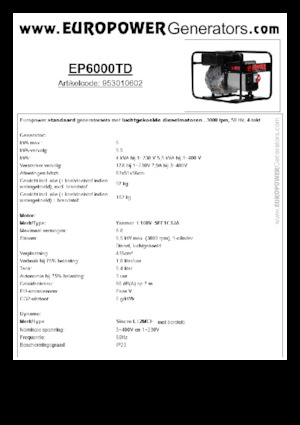 Naftové elektrocentrály Europower EP6000TD (S)