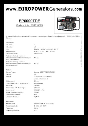 Naftové elektrocentrály Europower EP6000TDE (S)
