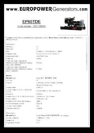 Naftové elektrocentrály Europower EP60TDE (LS)