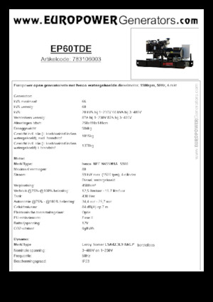 Naftové elektrocentrály Europower EP60TDE (LS)