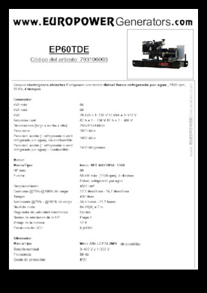 Naftové elektrocentrály Europower EP60TDE (MA)