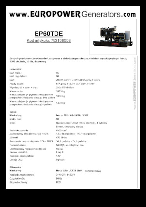 Naftové elektrocentrály Europower EP60TDE (MA)