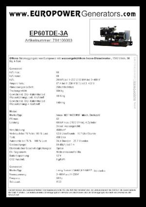 Naftové elektrocentrály Europower EP60TDE-3A (LS)
