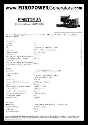 Naftové elektrocentrály Europower EP60TDE-3A (LS)