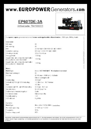 Naftové elektrocentrály Europower EP60TDE-3A (MA)