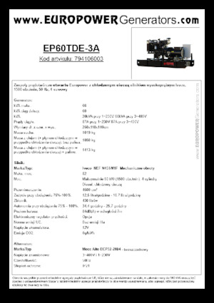 Naftové elektrocentrály Europower EP60TDE-3A (MA)
