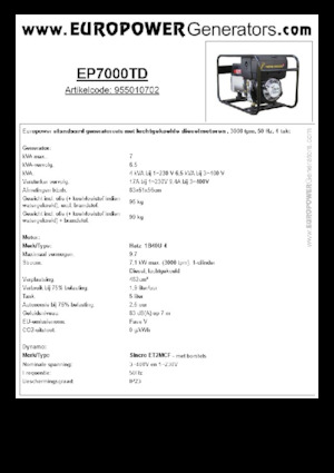 Naftové elektrocentrály Europower EP7000TD (S)