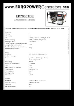 Naftové elektrocentrály Europower EP7000TDE (S)