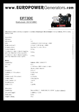 Naftové elektrocentrály Europower EP73DE (S)