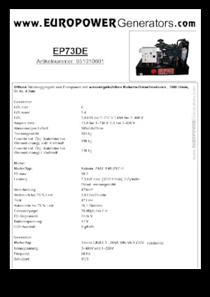 Naftové elektrocentrály Europower EP73DE (S)