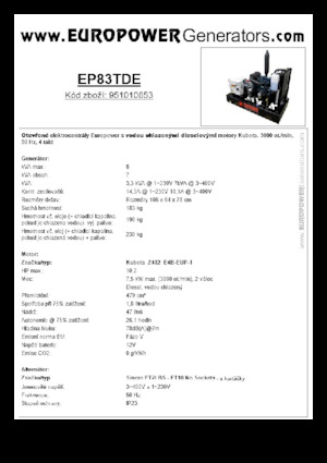Naftové elektrocentrály Europower EP83TDE (S)