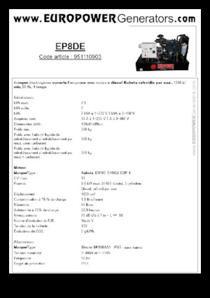 Naftové elektrocentrály Europower EP8DE (S)