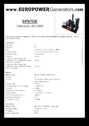 Naftové elektrocentrály Europower EP9TDE (MA)