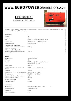 Naftové elektrocentrály Europower EPS100TDE (LS)