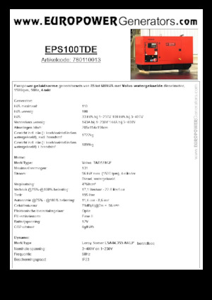 Naftové elektrocentrály Europower EPS100TDE (LS)