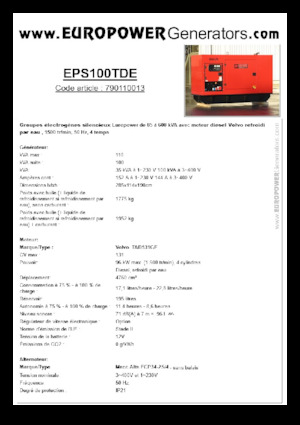 Naftové elektrocentrály Europower EPS100TDE (MA)