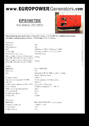 Naftové elektrocentrály Europower EPS100TDE (MA)