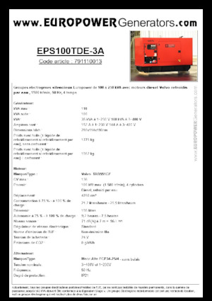 Naftové elektrocentrály Europower EPS100TDE-3A (MA)