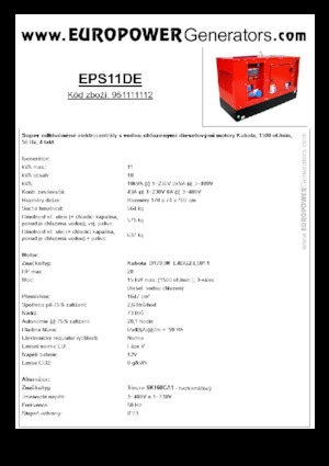 Naftové elektrocentrály Europower EPS11DE (S)