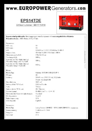 Naftové elektrocentrály Europower EPS14TDE (LS)