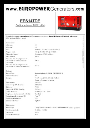Naftové elektrocentrály Europower EPS14TDE (LS)