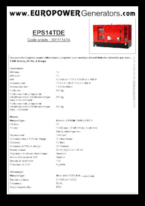 Naftové elektrocentrály Europower EPS14TDE (MA)