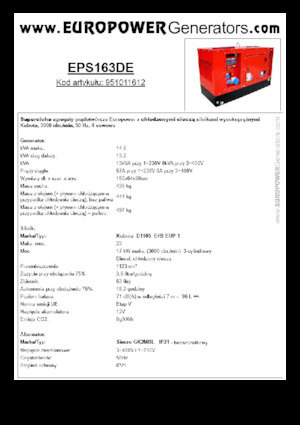 Naftové elektrocentrály Europower EPS163DE (S)