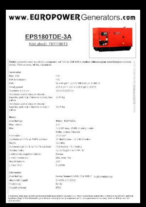 Naftové elektrocentrály Europower EPS180TDE-3A (LS)
