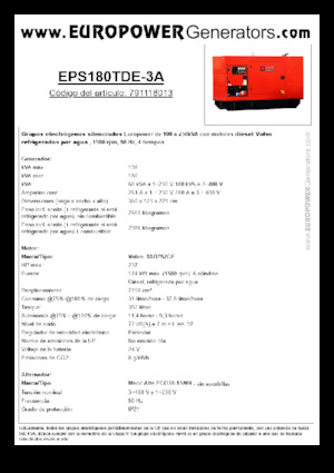 Naftové elektrocentrály Europower EPS180TDE-3A (MA)