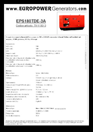 Naftové elektrocentrály Europower EPS180TDE-3A (MA)
