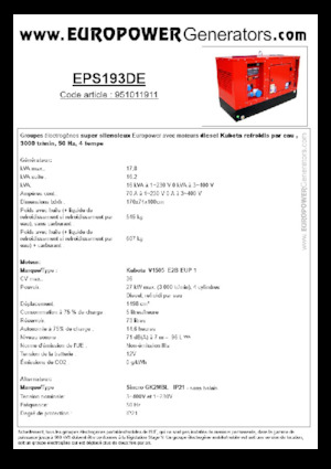 Naftové elektrocentrály Europower EPS193DE (S)