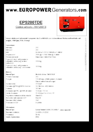 Naftové elektrocentrály Europower EPS200TDE (LS)