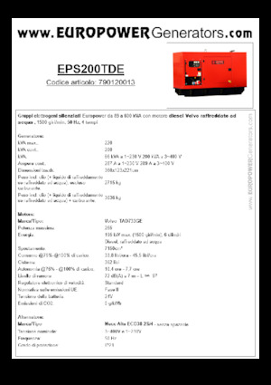Naftové elektrocentrály Europower EPS200TDE (MA)