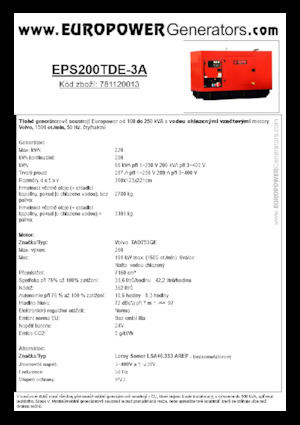 Naftové elektrocentrály Europower EPS200TDE-3A (LS)