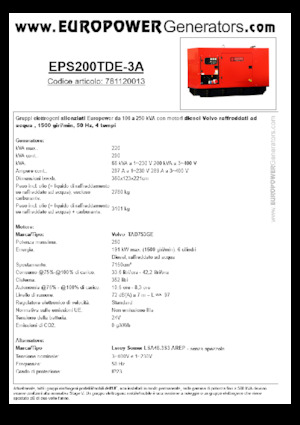 Naftové elektrocentrály Europower EPS200TDE-3A (LS)