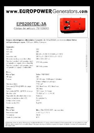 Naftové elektrocentrály Europower EPS200TDE-3A (MA)