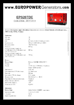 Naftové elektrocentrály Europower EPS20TDE (LS)
