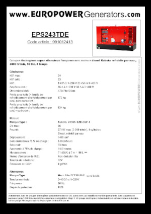 Naftové elektrocentrály Europower EPS243TDE (MA)