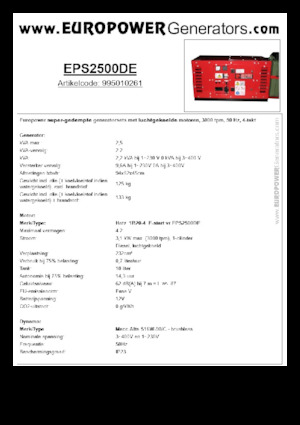Naftové elektrocentrály Europower EPS2500DE (MA)