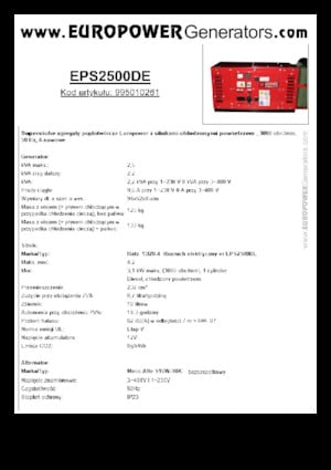 Naftové elektrocentrály Europower EPS2500DE (MA)