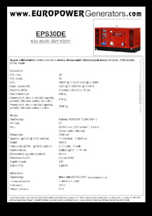 Naftové elektrocentrály Europower EPS30DE (MA)