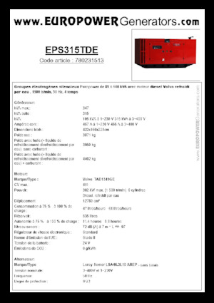 Naftové elektrocentrály Europower EPS315TDE (LS)