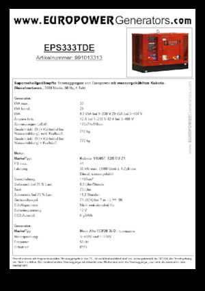 Naftové elektrocentrály Europower EPS333TDE (MA)