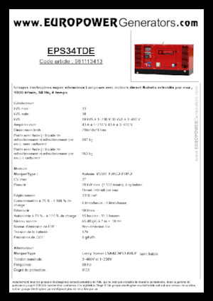 Naftové elektrocentrály Europower EPS34TDE (LS)